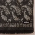Kashmiri Soft Wool Gray Paisley Men's Muffler / Scarf - Image 7