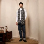 Kashmiri Soft Wool Gray Paisley Men's Muffler / Scarf - Image 5