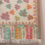 Kullu White Leaf Designs Men's Wool Shawl - Image 10
