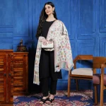 Luxurious White Leaf Wrap Pashmina Style Shawl 80" - Image 2