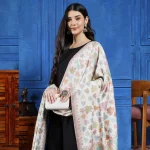 Luxurious White Leaf Wrap Pashmina Style Shawl 80"