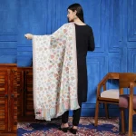 Luxurious White Leaf Wrap Pashmina Style Shawl 80" - Image 5