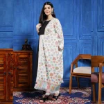 Luxurious White Leaf Wrap Pashmina Style Shawl 80" - Image 4