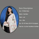 Luxurious White Leaf Wrap Pashmina Style Shawl 80" - Image 7