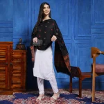 Luxury Black Abstract Pashmina Stole - Image 4