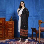 Luxury Black Abstract Pashmina Stole - Image 2