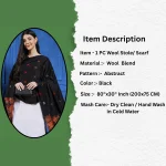 Luxury Black Abstract Pashmina Stole - Image 7