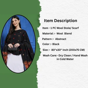 Luxury Black Abstract Pashmina Stole - Image 7