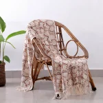 Luxury Brown Hand Block Floral Print Cotton Throw/ Blanket