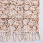 Luxury Brown Hand Block Floral Print Cotton Throw/ Blanket - Image 4