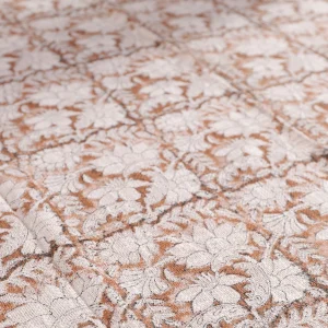 Luxury Brown Hand Block Floral Print Cotton Throw/ Blanket - Image 5