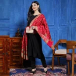 Luxury Pink Floral Wrap Warm Wool Shawl - Image 2