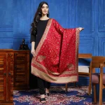 Luxury Pink Floral Wrap Warm Wool Shawl - Image 4