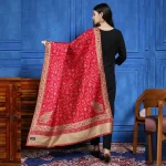 Luxury Pink Floral Wrap Warm Wool Shawl - Image 5