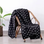 Luxury Quilted Kantha Throw Black Elephant Print Blanket