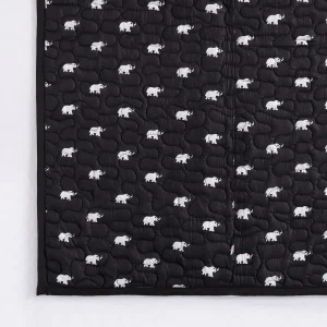 Luxury Quilted Kantha Throw Black Elephant Print Blanket - Image 4