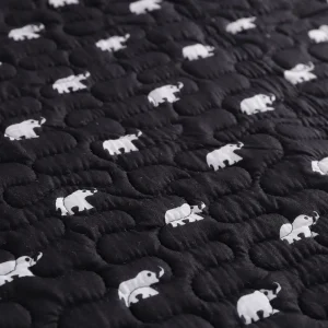 Luxury Quilted Kantha Throw Black Elephant Print Blanket - Image 5