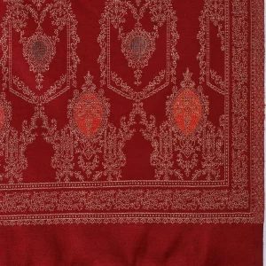 Maroon Floral jacquard Wool India Shawl - Image 6