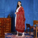 Maroon Floral jacquard Wool India Shawl - Image 4