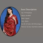Maroon Floral jacquard Wool India Shawl - Image 7