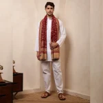 Maroon Floral Shawl Men's Meditation Wrap Blanket - Image 7