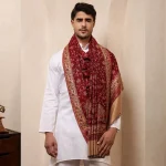 Maroon Floral Shawl Men's Meditation Wrap Blanket - Image 2