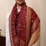 Maroon Floral Shawl Men's Meditation Wrap Blanket - Image 9