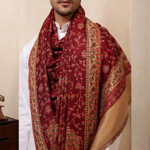 Maroon Floral Shawl Men's Meditation Wrap Blanket - Image 9