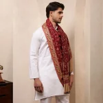 Maroon Floral Shawl Men's Meditation Wrap Blanket - Image 4