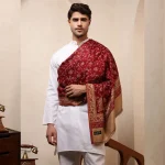Maroon Floral Shawl Men's Meditation Wrap Blanket - Image 5