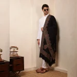 Meditation Wrap Shawl Black Paisley Cashmere Gift - Image 6