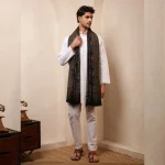 Men's Black Floral Design Shawl Soft Wool Stole - Image 7