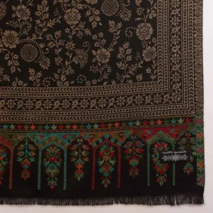 Men's Black Floral Design Shawl Soft Wool Stole - Image 9