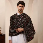 Men's Black Paisley And Floral Soft Wool Shawl/Stole - Image 2