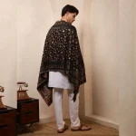 Men's Black Paisley And Floral Soft Wool Shawl/Stole - Image 10