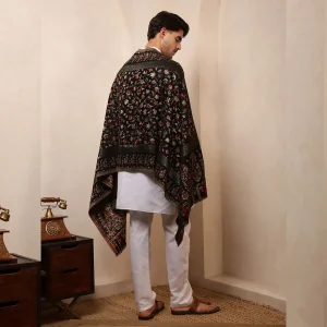 Men's Black Paisley And Floral Soft Wool Shawl/Stole - Image 10