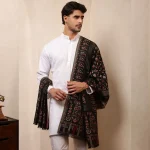 Men's Black Paisley And Floral Soft Wool Shawl/Stole - Image 5