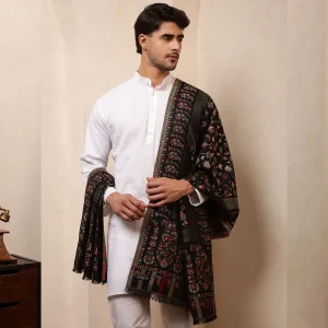 Men's Black Paisley And Floral Soft Wool Shawl/Stole - Image 5