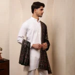 Men's Black Paisley And Floral Soft Wool Shawl/Stole - Image 4