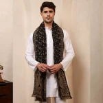 Men's Black Paisley Pattern Soft Wool Shawl