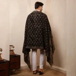 Men's Black Paisley Pattern Soft Wool Shawl - Image 9