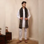 Men's Black Paisley Pattern Soft Wool Shawl - Image 6