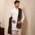 Men's Black Paisley Pattern Soft Wool Shawl - Image 2