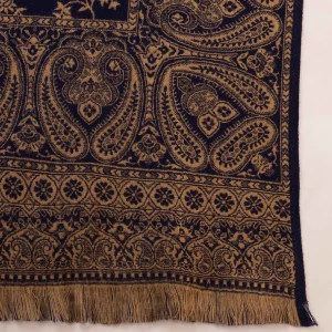 Men's Blue Shawl, Jamawar Floral Pattern Kashmiri Shawl - Image 9