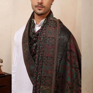 Men's Casual Neck Wrap Winter Wear Black Floral Shawl - Image 8