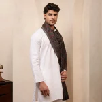 Men's Casual Neck Wrap Winter Wear Black Floral Shawl - Image 5