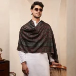 Men's Casual Neck Wrap Winter Wear Black Floral Shawl - Image 3