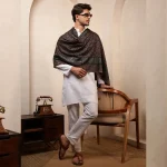 Men's Casual Neck Wrap Winter Wear Black Floral Shawl - Image 7