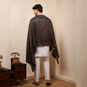 Men's Casual Neck Wrap Winter Wear Black Floral Shawl - Image 10