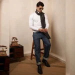 Men's Gray Color Muffler Stylish Triangle Scarf - Image 5
